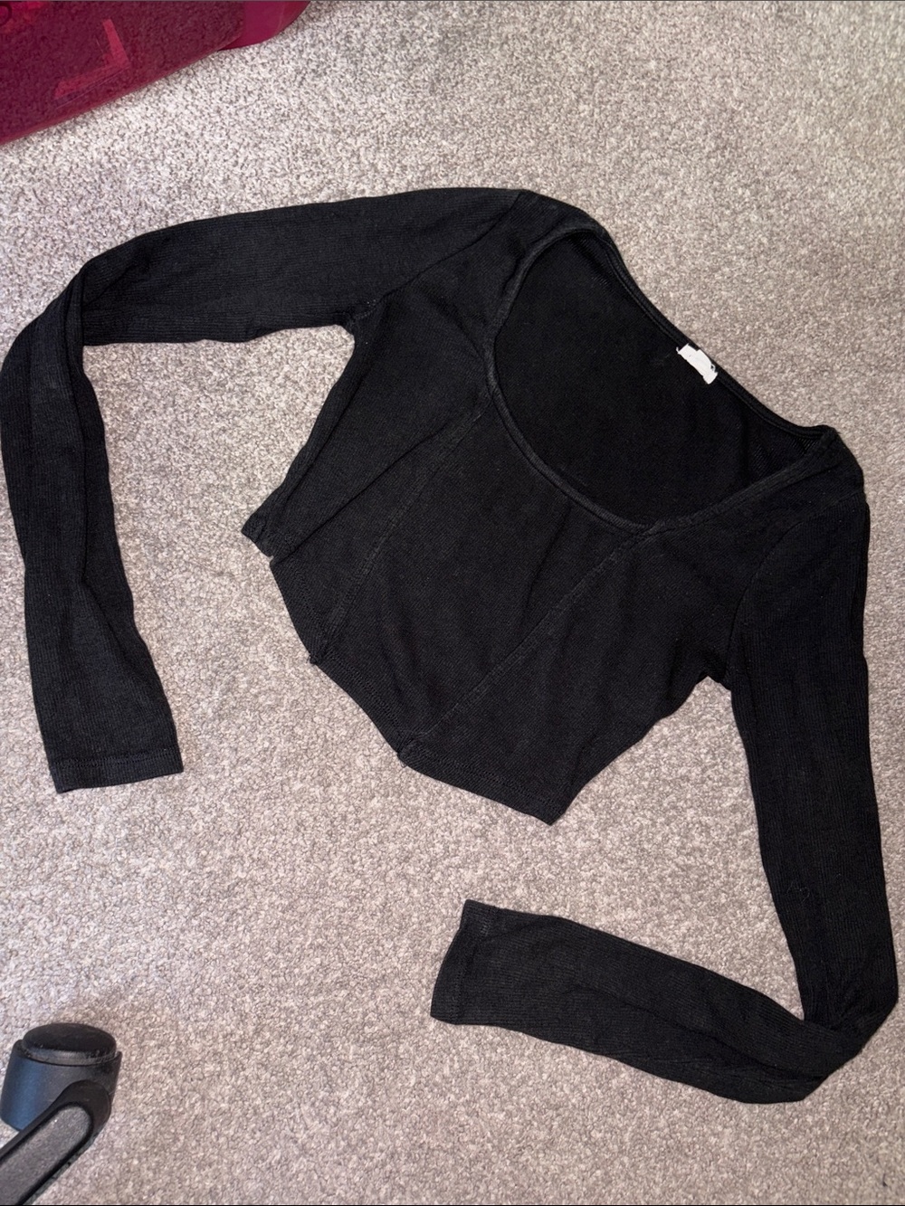 Garage Black Long Sleeve Scoop-Neck Cropped Top